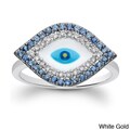 14k Gold Sapphire and 1/8ct TDW Diamond Evil Eye Ring (J-K, I2-I3)