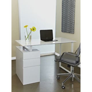 See Reviews Tribeca White Study Desk with Drawers