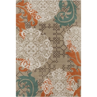 Allie Handmade Abstract Tan Wool Rug (5' x 7'6)