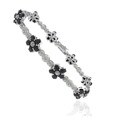 Dolce Giavonna Silver Overlay Sapphire and Diamond Accent Flower Bracelet