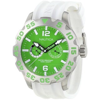 Nautica Men's White Strap Green Dial Watch