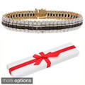 Gem Jolie 18k Gold Overlay Sapphire and Diamond Accent Tennis Bracelet