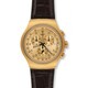 Swatch Men's Golden Hide Brown Leather Chronograph Watch 