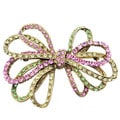 Goldtone Multi-colored Crystal Bowknot Pin Brooch