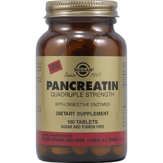 Solgar Pancreatin Quadruple Strength (100 Tablets)-Image