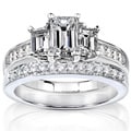 14k Gold 1 1/2ct TDW Diamond 3-stone Bridal Ring Set (H-I, SI1-SI2)