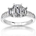 14k Gold 1 1/3 ct TDW Emerald-cut Diamond Three-Stone Engagement Ring (H-I, SI1-SI2)