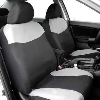 Full Set Grey Fabric Seat Covers Non-Split Solid Bench for Sedans, SUV