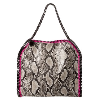 Stella McCartney 'Baby Bella' Grey Python Printed Tote with Pink Trim
