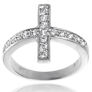 Tressa Collection Sterling Silver Cubic Zirconia Cross Ring
