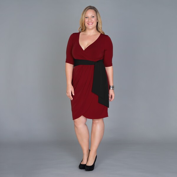 Kiyonna Women's Plus Size Red Harlow Wrap Dress