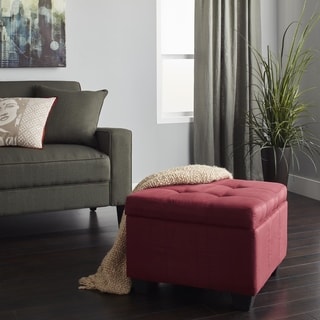 Vanderbilt Tufted Panel Stitched Padded Hinged 24-inch Square Storage Ottoman Bench