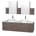 Wyndham Collection 'Amare' 72-inch Grey Oak/ White Top/ Carrera Marble Sink Vanity Set