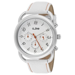 a_line Women's 'Maya' White Genuine Leather Watch