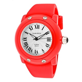 Glam Rock Women's 'Miami Beach' Red Silicone Watch