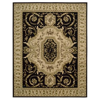 For sale Nourison Hand-tufted Versailles Palace Black Floral Rug (9'6 x 13'6)