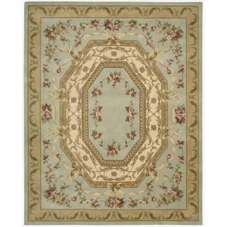 Hand-knotted Versailles Palace Aqua Rug (9'6 x 13'6)