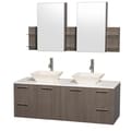 Wyndham Collection 'Amare' 60-inch Grey Oak/ White Top/ Bone Sink Vanity Set