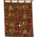 Orange Hand-Embroidered Mayan Tapestry (Guatemala)