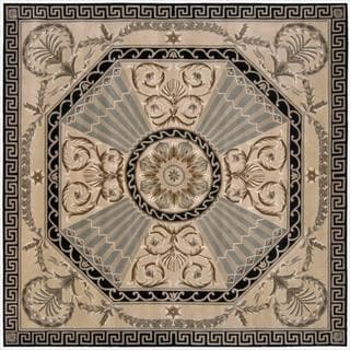 Hand-knotted Versailles Palace Beige/ Green Wool Rug (8' x 8')
