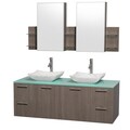 Wyndham Collection 'Amare' 60-inch Grey Oak/ Green Top/ Carrera Marble Sink Vanity Set