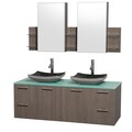 Wyndham Collection 'Amare' 60-inch Grey Oak/ Green Top/ Granite Sink Vanity Set