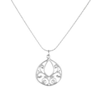 Jewelry by Dawn Sterling Silver Fancy Filigree Teardrop Necklace