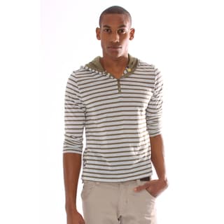 191 Unlimited Men's Slim Fit Green Hooded Henley Tee