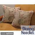 Blazing Needles Yellow Flowers Chenille Corded Throw Pillows (Set of 2)
