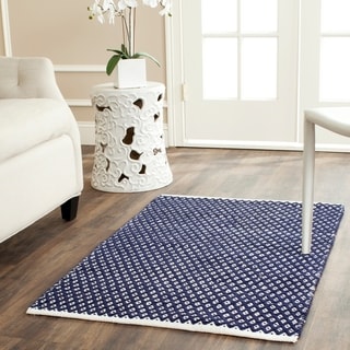 Hand-loomed Moroccan Navy Cotton Rug (2'6 x 4')