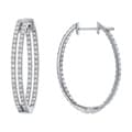 Beverly Hills Charm 14k White Gold 2ct TDW Diamond Inside-out Oval Hoop Earrings