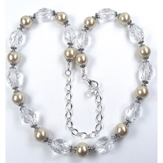 Silverplated Champagne Glass Pearl Wedding Jewelry Set