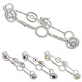Gem Jolie Silver Overlay Gemstone and Diamond Accent Circle Link Bracelet