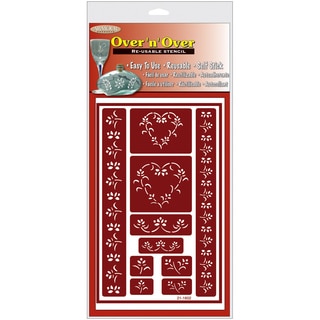 Over 'n' Over Reusable Glass Etch Stencils 5"X8" 1/Pkg-Hearts