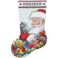Santa & Kitten Stocking Counted Cross Stitch Kit-17" Long 14 Count