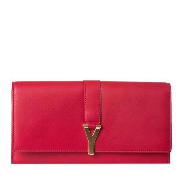 Yves Saint Laurent \u0026#39;Y Line\u0026#39; Large Red Leather Flap Wallet ...  