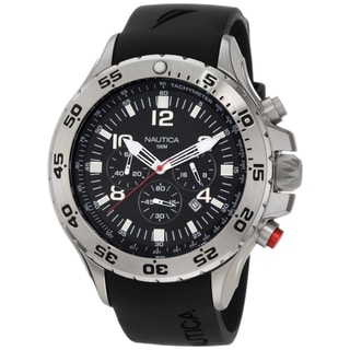 Nautica Men's Stainless Steel Black Dial Chrono Watch