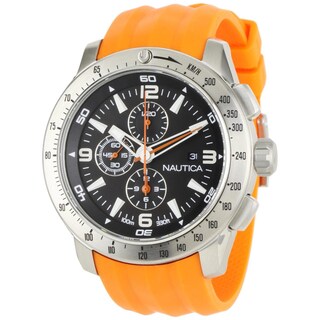 Nautica Men's Orange Strap Steel Chronograph Watch