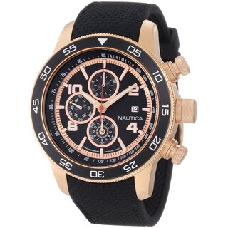 Nautica Men's Black Dial and Black Silicone Dial Quartz Watch
