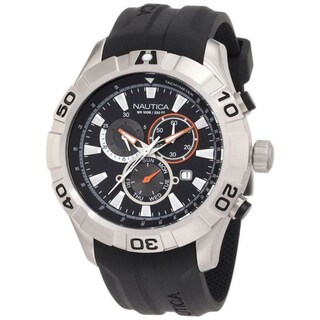 Nautica Men's Black Stainless Steel Chrono Watch