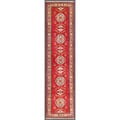 Afghan Hand-knotted Kazak Red/ Ivory Wool Rug (2'8 x 10'11)