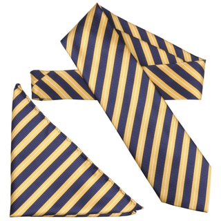 Boston Traveler Men's Diagonal Stripe Microfiber Tie and Hanky Set
