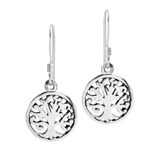 Sterling Silver Blossoming Tree of Life Dangle Earrings (Thailand)