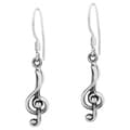 Sterling Silver Music Treble Clef Dangle Earrings (Thailand)