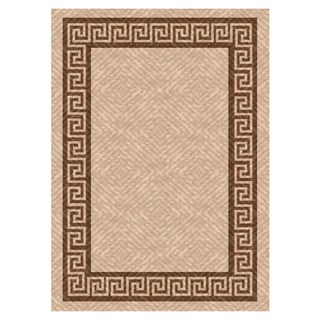 Woven Indoor/ Outdoor Greek Key Beige/ Brown Patio Rug (7'9X11')