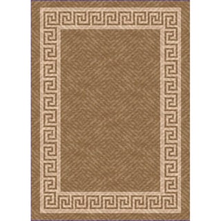 Woven Indoor/ Outdoor Greek Key Lt Brown/ Beige Patio Rug (7'9 x 11')