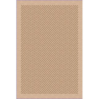 Woven Indoor/ Outdoor Herringbone Lt Brown/ Beige Patio Rug (7'9 x 11')