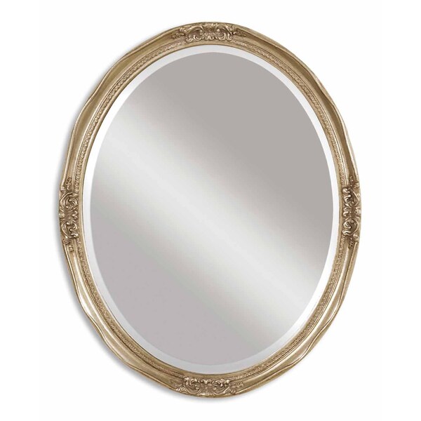 Uttermost Newport Antique Silver Leaf Framed Beveled Oval Mirror