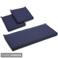 Blazing Needles Spun Poly Settee 3-piece Outdoor Solid Cushions