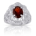 Gem Jolie Silver Overlay Garnet and Diamond Accent Antique-style Ring